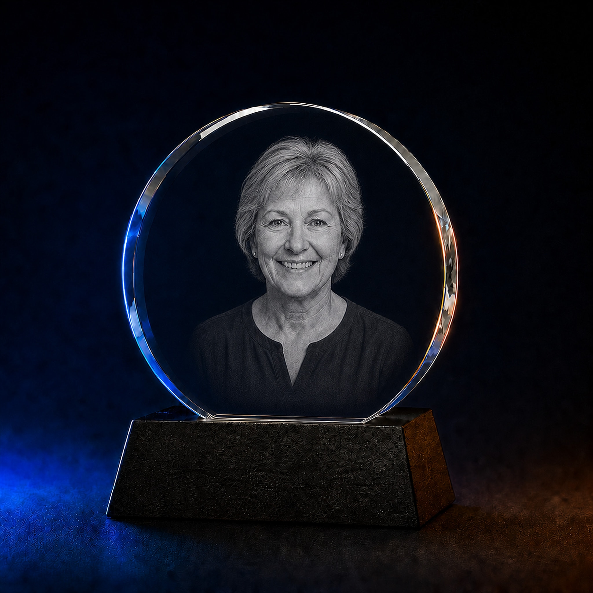 Personalized 3D Circle Crystal with custom laser-engraved photo
