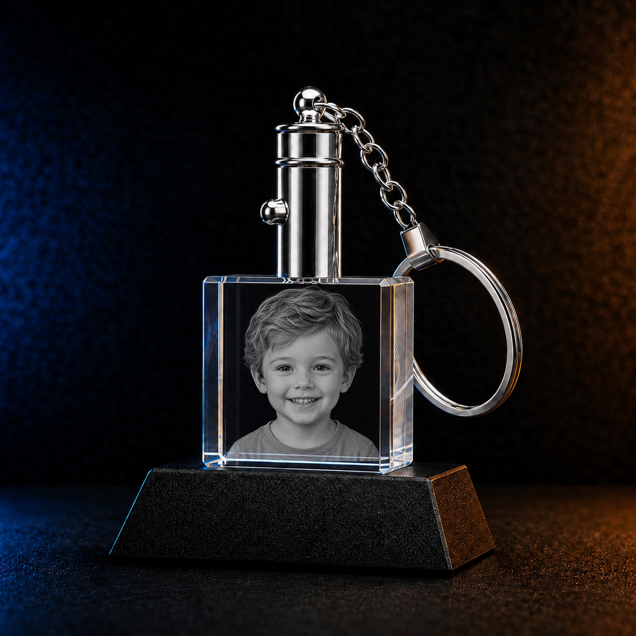 Square Crystal Keychain with Light