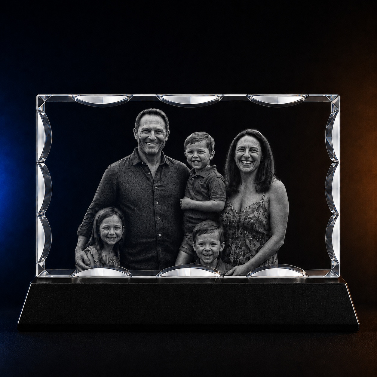 Personalized 3D Cut Crystal with custom laser-engraved photo