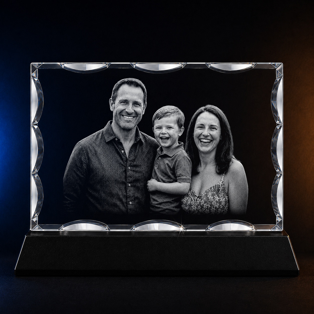 Personalized 3D Cut Crystal with custom laser-engraved photo
