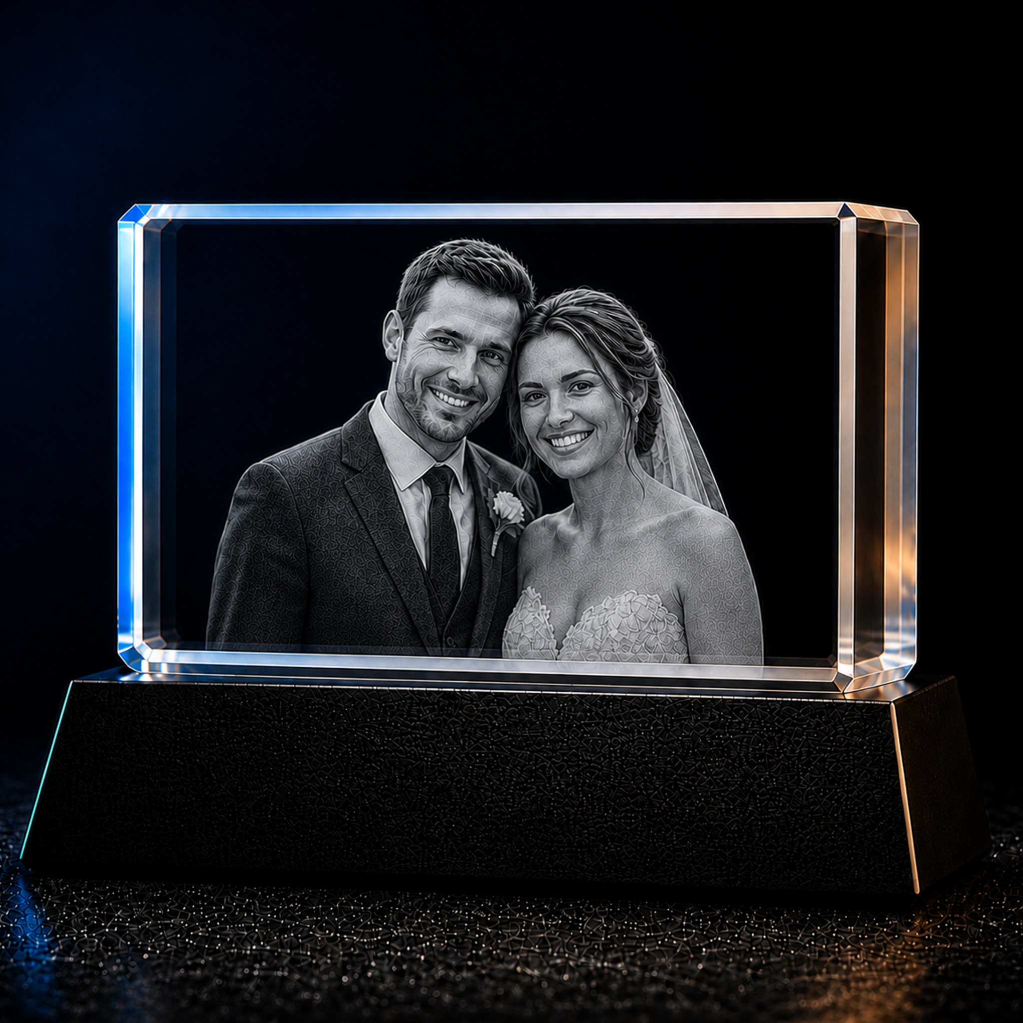 Personalized 3D Display Crystal with custom laser-engraved photo